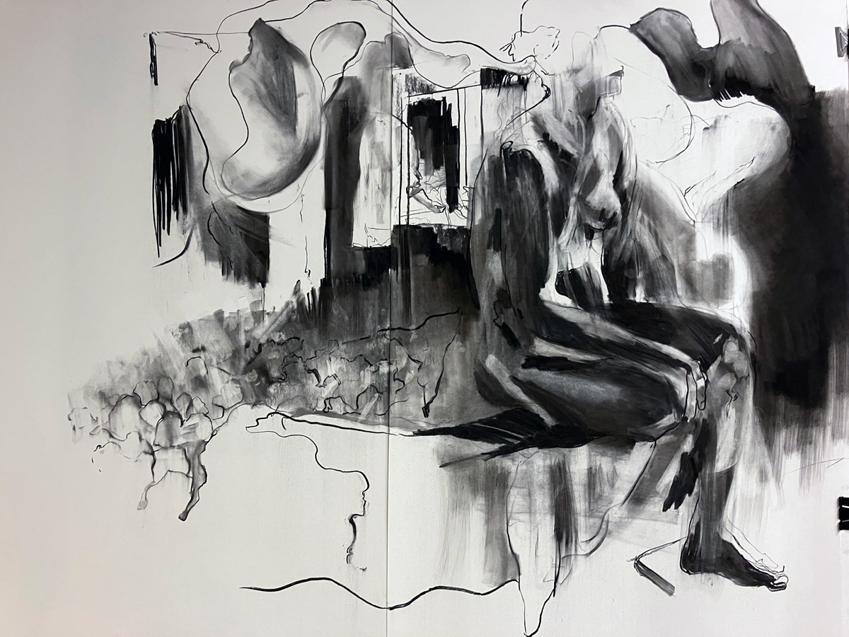 Dessin au fusain, Modèle assise