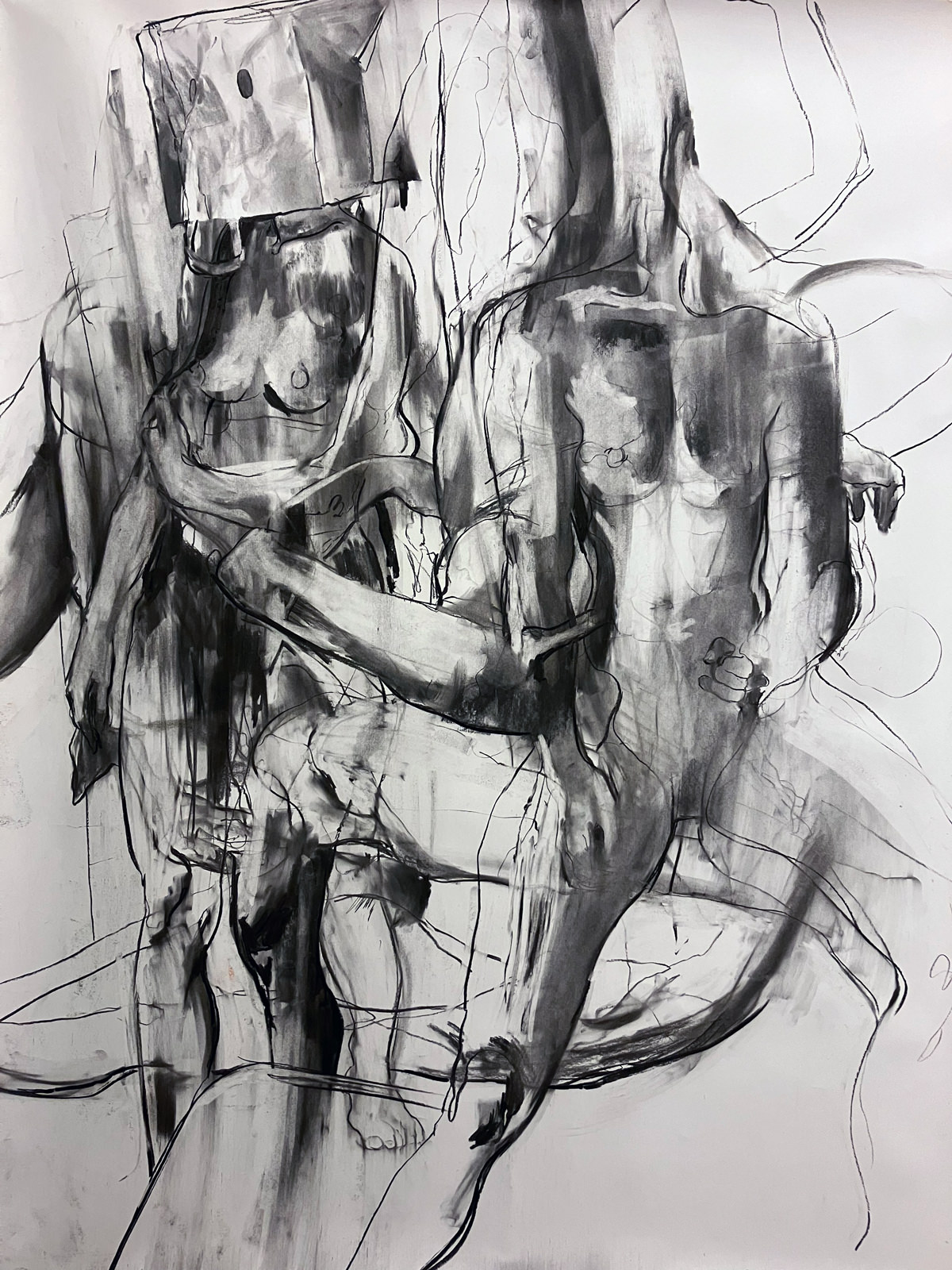 Dessin au fusain, Modèle assise