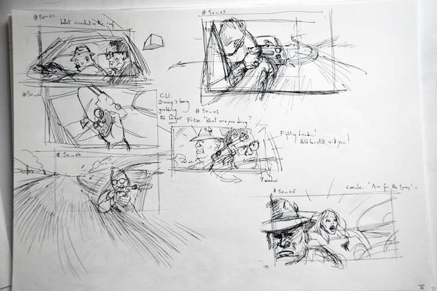 Brouillon — scène course-poursuite — The Hot Potato