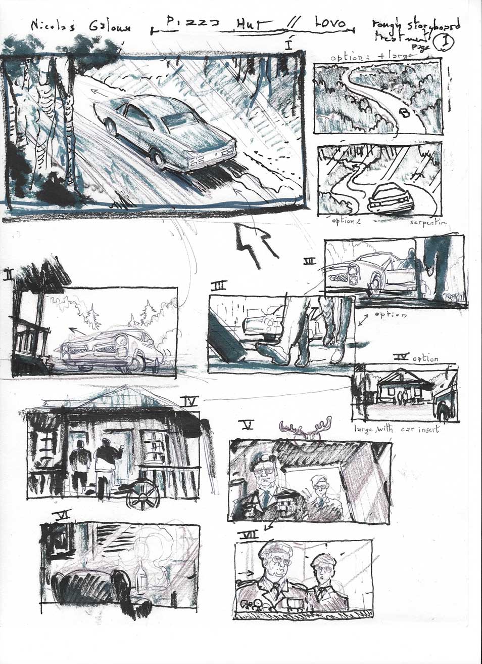 Brouillon — Croquis storyboard Pizza Hut Pitch