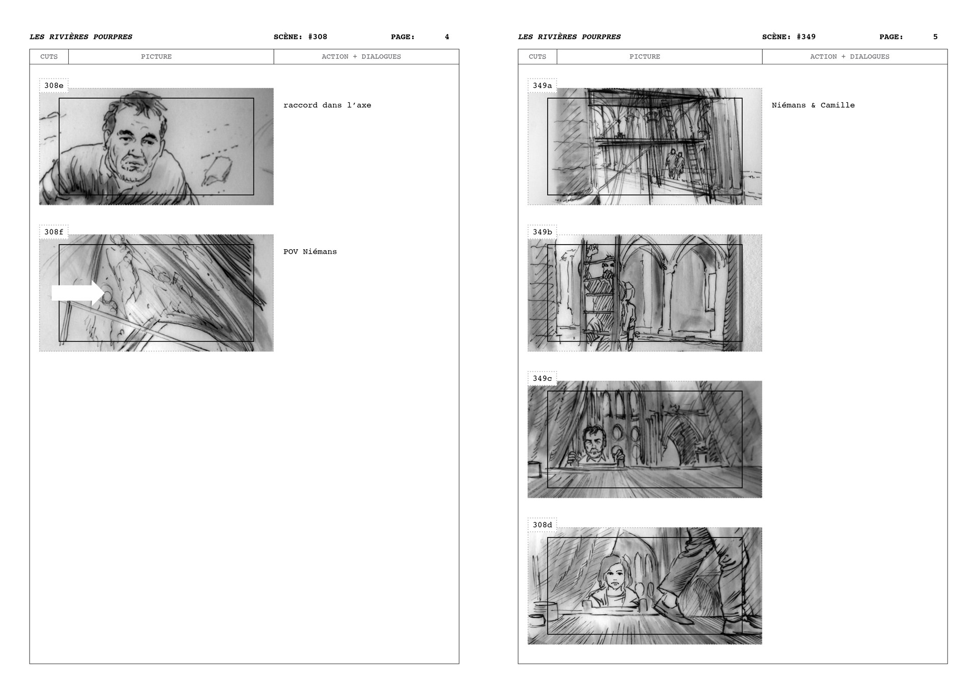Les Rivières Pourpres — storyboard — épisodes 3 et 4 — Le Jour des Cendres, page 2